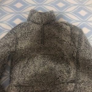 fluffy fur half zip